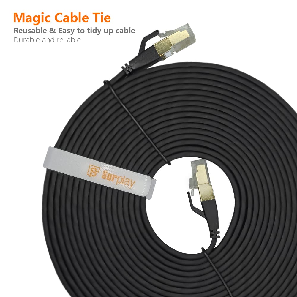 Cat8 Ethernet-Kabel, 3 m, Schwarz, 40 Gbit/s, Internet-Netzwerk-Patchkabel, solider Leiter, geschirmtes und Erdungskabel, vergoldete RJ45 Cat 8 LAN-Leitung mit Kabelbinder für PS5, Router, 3
