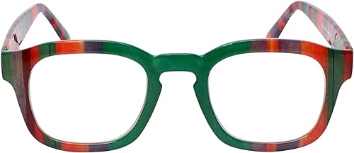 Miniatura 2 de Calabria Lentes de lectura con bloqueo de luz azul, verde, morado, rayas rojas, para hombre y mujer, a la moda, para lectura de computadora