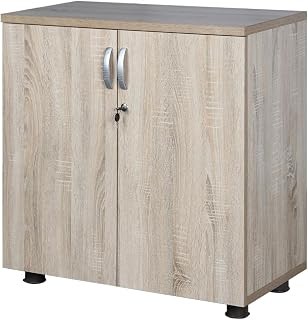 Hallowood Furniture Dudley Small Office Cupboard with Laminated Finish – Wooden Lockable Book Case with 1 Shelves for Living Room & Hallway-Office storage Cabinet & Filing Organiser-Book Storage Unit