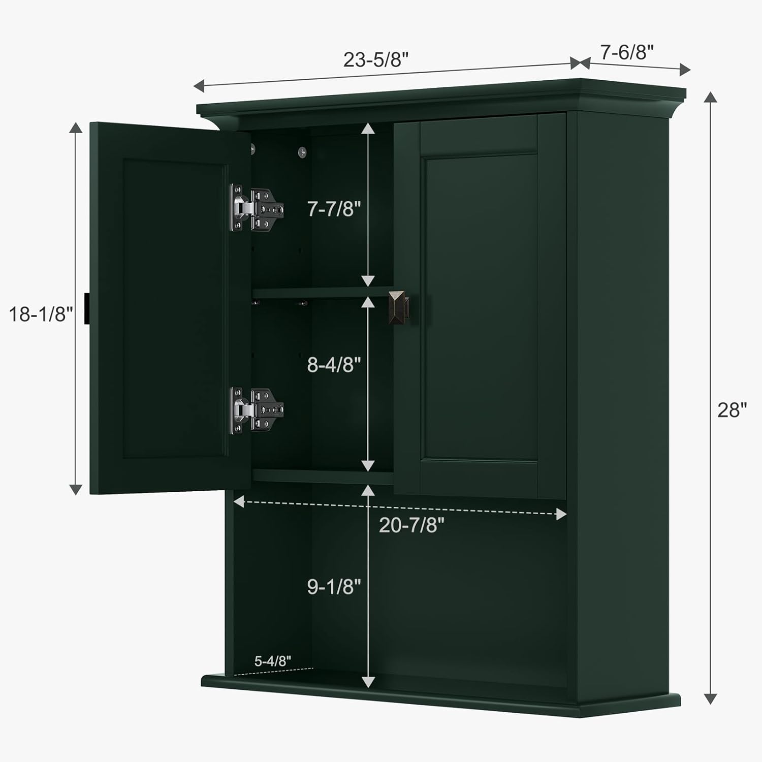 Medicine Cabinet, Bathroom Wall Cabinet Over The Toilet Storage Cabinet Wall Mounted with Build-in Spirit Level Cupboard Hanging Cabinet for Bathroom Laundry Kitchen Living Room, Forest Green