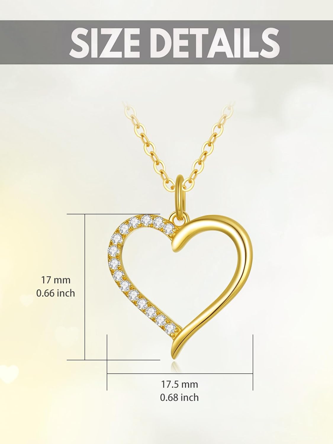 14K Gold Heart Necklace for Women, Gold Heart Pendant with Moissanite Diamond Necklace Anniversary Birthday Valentines Day Gifts for Her Mothers Day Gifts for Mom Wife - Image 6
