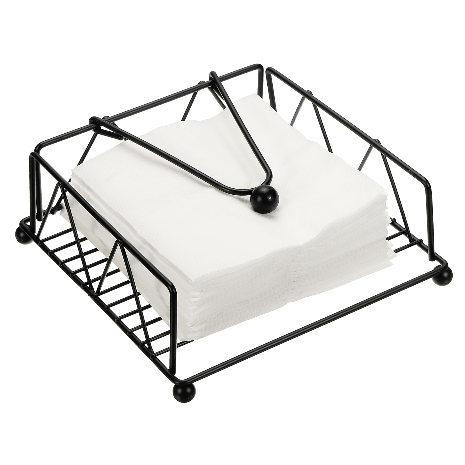 uxcell Servilletero plano de metal, 7.2 x 7.2 x 2.8 pulgadas, elegante decoración de mesa de hierro rústico para el hogar, cocina, hoteles, restaurantes, cafeterías, color negro