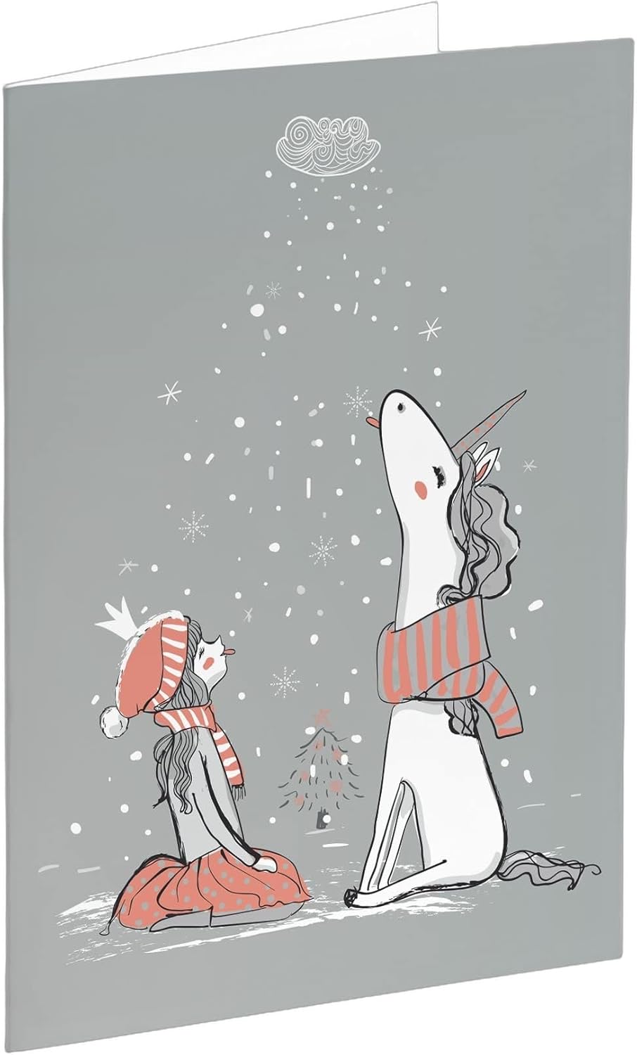 Unicorn Girl Winter Greeting Cards Boxed Set - 24 Blank Holiday Cards w/White Envelopes - Unicorn and Girl in the Snow Designs - Personalized Stationery Printed in the USA by RitzyRose