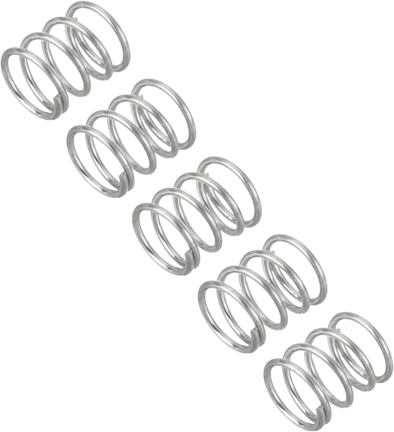 5Pcs Compression Spring, Wire Diameter 0.016", OD 0.16", Free Length 0.2" 304 Stainless Steel Coil Mechanical Compressed Spring, Silver