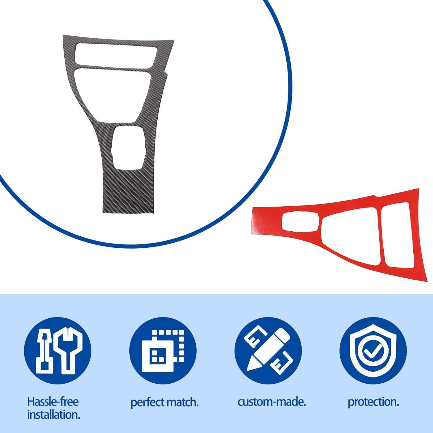 Center Console Gear Shift Panel Frame Compatible with BMW 3 Series 2005-2012 E90 E91 E92 E93 325i 320i 318i,Control Gear Box Shift Knob Panel Cover Sticker Interior Accessories 1PCS (Black Carbon)