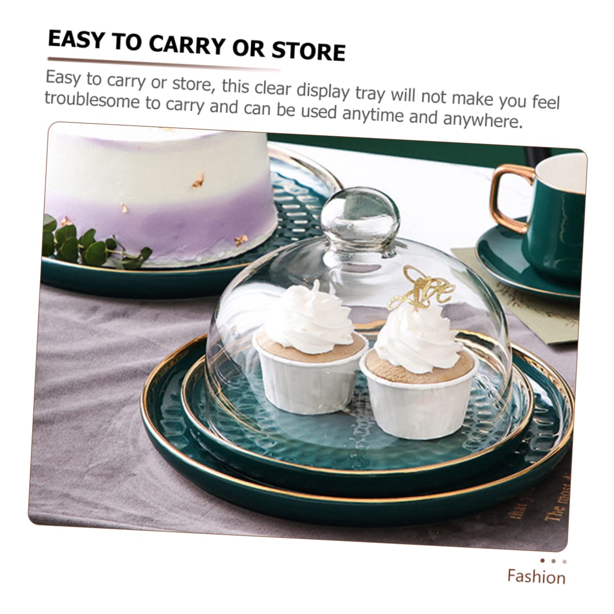 Mobestech Campana para Tartas de Porcelana, Molde de cerámica para Tartas, Plato para Tartas con cúpula, Soporte para Tartas con Tapa, Campana Transparente, cúpula, Soporte para Tartas con cúpula