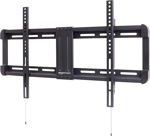 Amazon Basics Low Profile TV Wall Mount with Horizontal Post Installation Leveling for 32-Inch to 86-Inch TVs, Black
