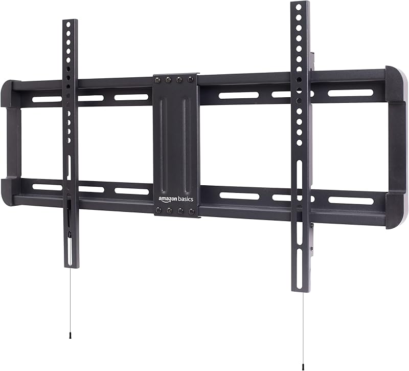 Soporte de pared de TV de perfil bajo con nivelación de instalación posterior horizontal para televisores de 37 a 86 pulgadas, compatibles con tacos de madera, negro
