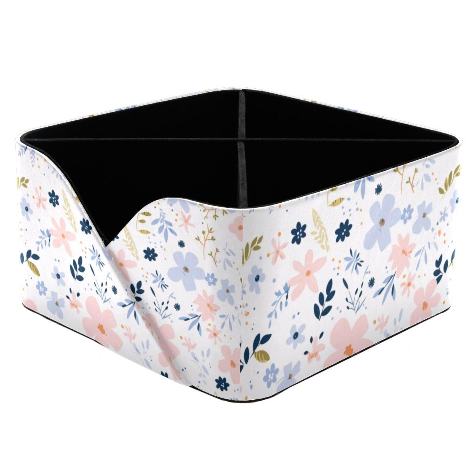 Double compartiment de rangement floral bleu : le porte-stylos rectangulaire ultra pratique