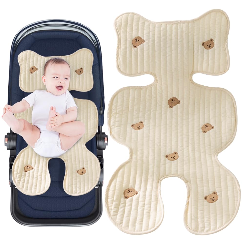 LUFEIS Cuscino per Passeggino, Materassino Passeggino Universale, Copriseduta Passegginos Antisudore, Cuscino Ovetto Auto Estivo Traspirante, Materassino per Passegginos Seggiolino Auto (Orso)