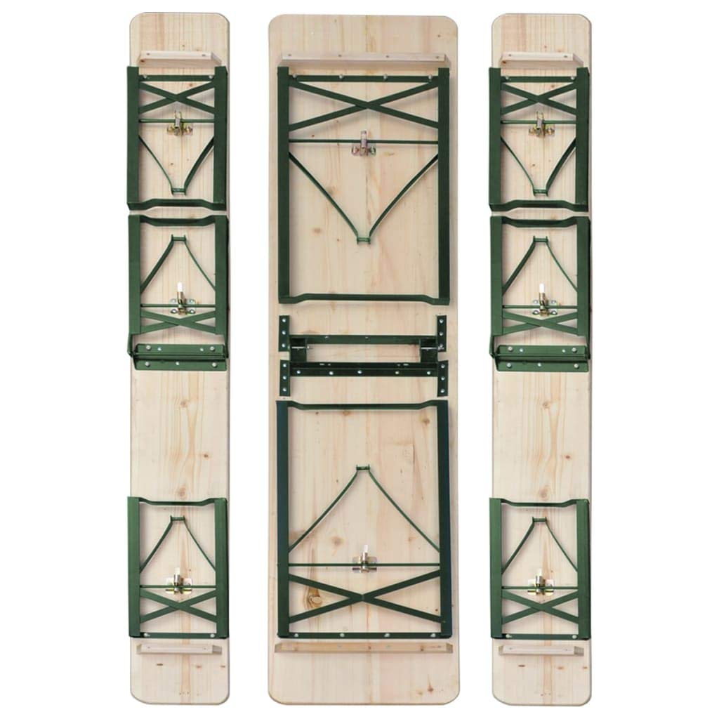 Hothingwell Set tavolo da birreria pieghevole e 2 panche 220 cm in legno di abete cinese e metallo per giardino patio mobili pieghevoli salvaspazio
