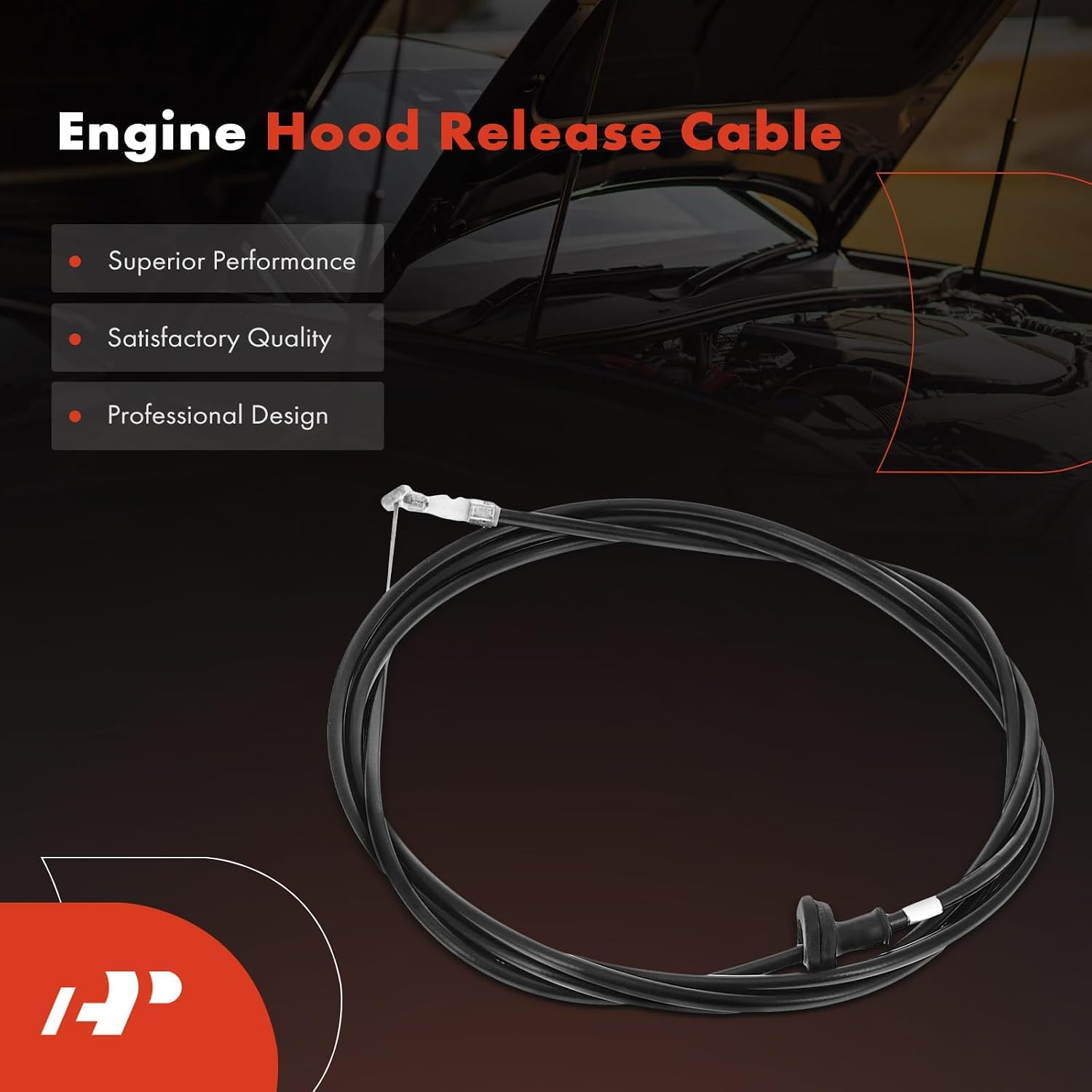 A-Premium Front Hood Latch Release Cable Without Handle Compatible with Honda Civic 1992 1993 1994 1995, 91.1 Inch