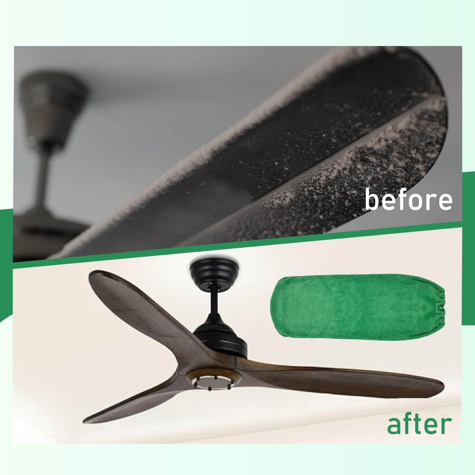 Hlimior 4 PCS Ceiling Fan Duster Kit - 100% Microfiber Blade Cleaner With Towels, Machine Washable
