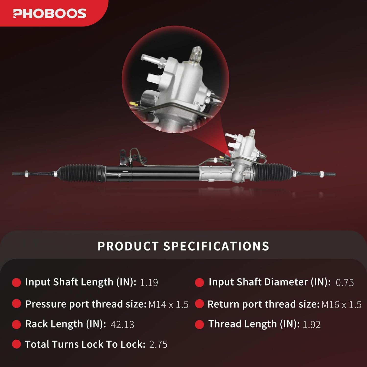 PHOBOOS Hydraulic Power Steering Rack and Pinion Assembly Compatible with Nissan Altima 2007-2013 (exclude hybrid), New Unit, Leak Resistance, Direct Fit, Ref. 26-3038
