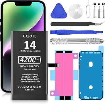 Battery for iPhone 14, 2026 New Upgrade 4200mAh Ultra High Capacity Replacement Battery for iPhone 14 6.1 Inch A2882 A2649 A2881 A2884 A2883 with Professional Repair Tool Kit