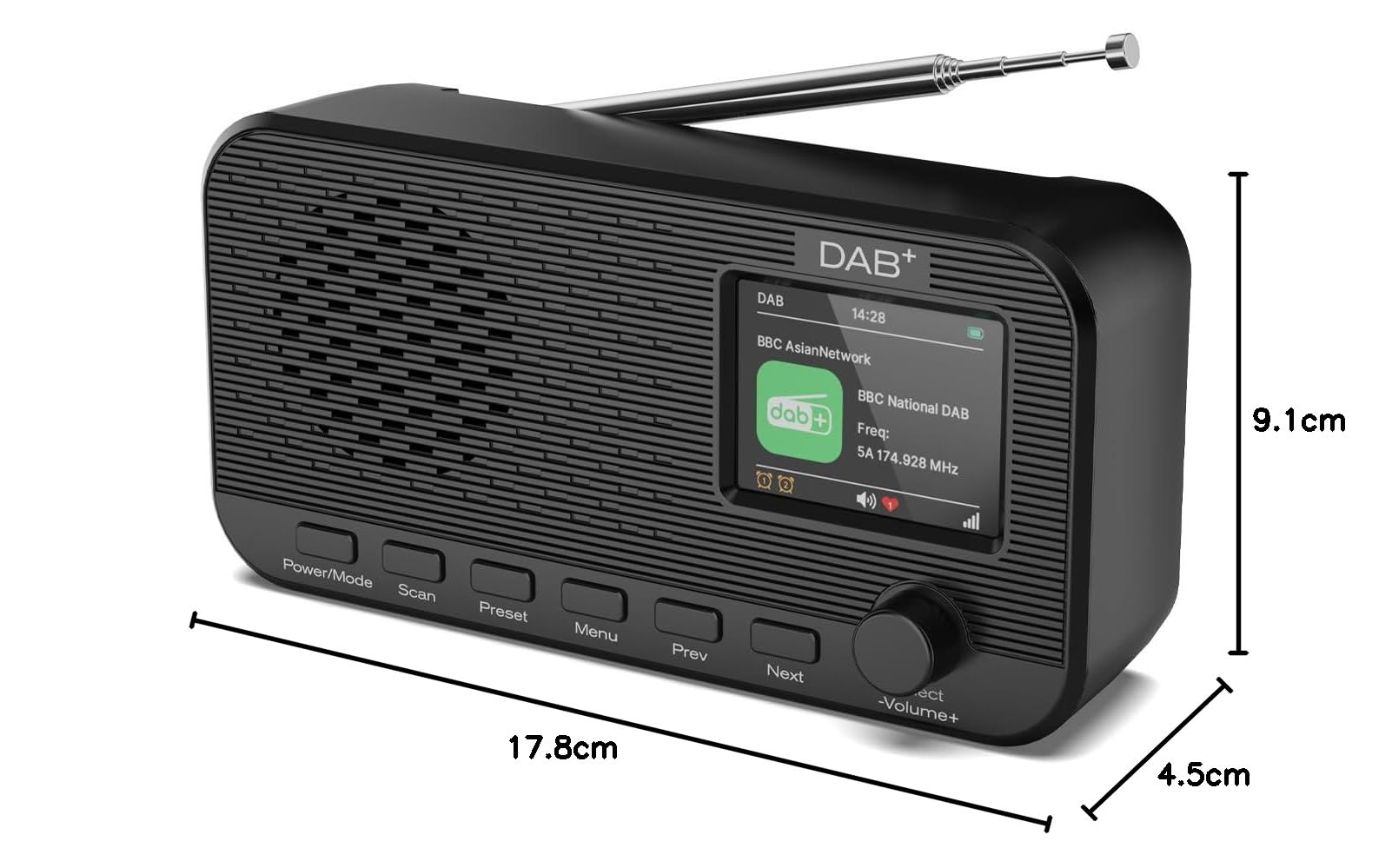 DAB Radio mit Bluetooth, wiederaufladbares UKW-Digitalradio, Radios batteriebetrieben, tragbares DAB+ Radio, Küchenradio mit 80 Voreinstellungen, 2,4-Zoll-Farbdisplay, Dual-Wecker, Sleeptimer