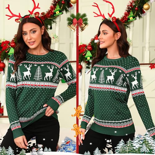 Image of Totatuit Womens Oversized Sweaters Casual Long Sleeve Crewneck Striped Knit Pullover Tops Cute 2025 Fall Sweaters