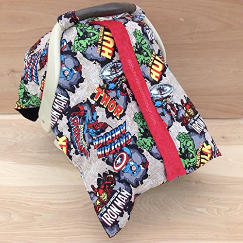 Baby Carseat Covers,Canopy Blanket- Superheroes Comic Red