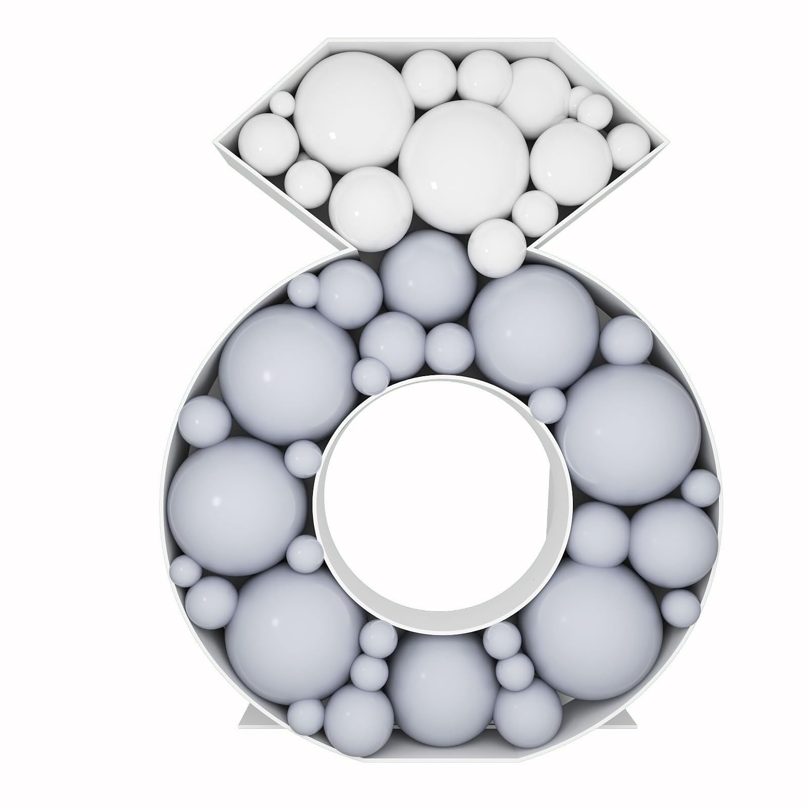 3FT Tall Diamond Ring DIY Mosaic Balloon Frame Pre Cut Kit for Bridal Shower, Engagement Party, Wedding Decorations