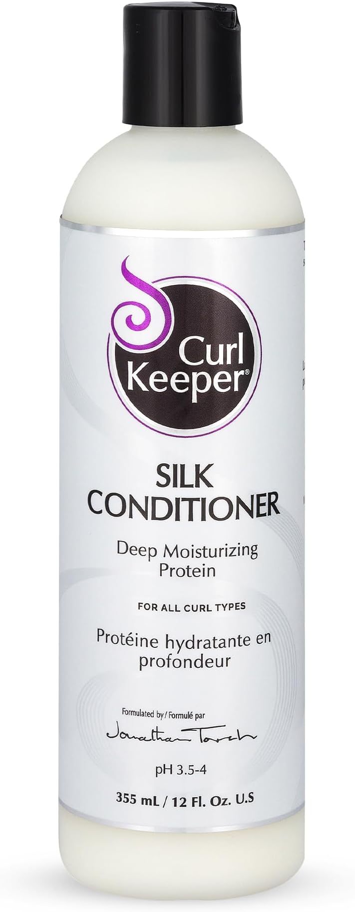 Silk Conditioner for Curly Hair, 12 Fl Oz - Deep Moisturizing & Cleansing Daily Hair Conditioner with Silk Amino Acids for All Curl Types - Water Based Conditioner for Men & Women