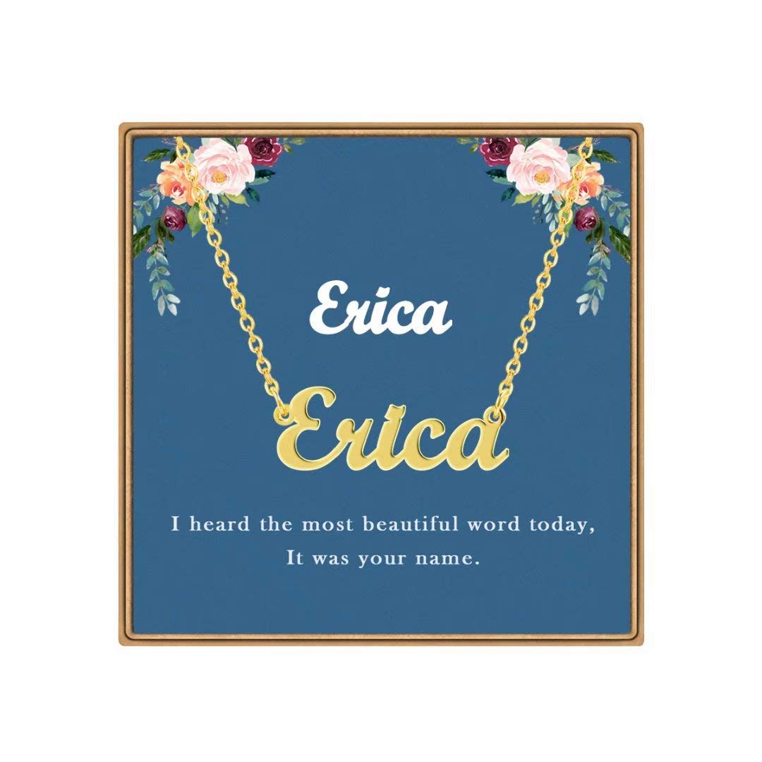 LdurianCustom Name Necklace, Personalized Name Plate Pendant Necklace Pre Gifts, Charm Pre-made Jewelry for Mom Mama Birthday Anniversary