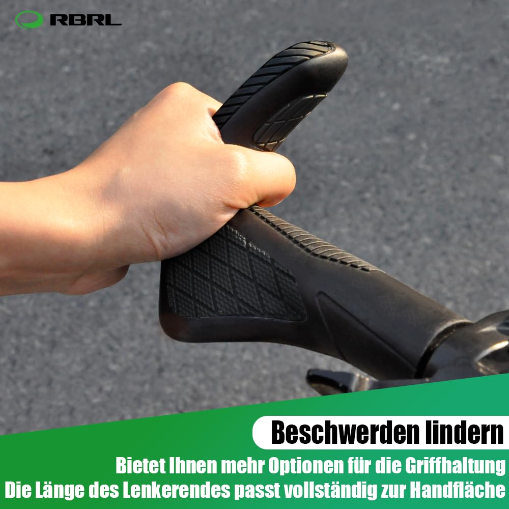 RBRL Fahrradgriffe 1 Paar, ergonomische Lenkergriffe besonders Gelenkschonend, rutschfeste Gummi Fahrrad Griff komfortable Stoßfest Handgriffe für Fahrrad/Mountainbike/Rennrad