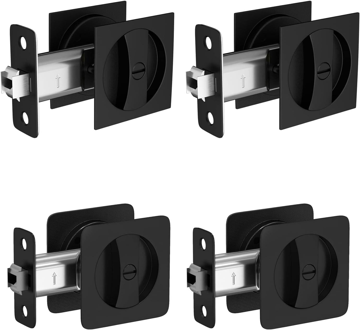 goldenwarm 4 Pack Black Pocket Door Hardware Privacy Door Lock