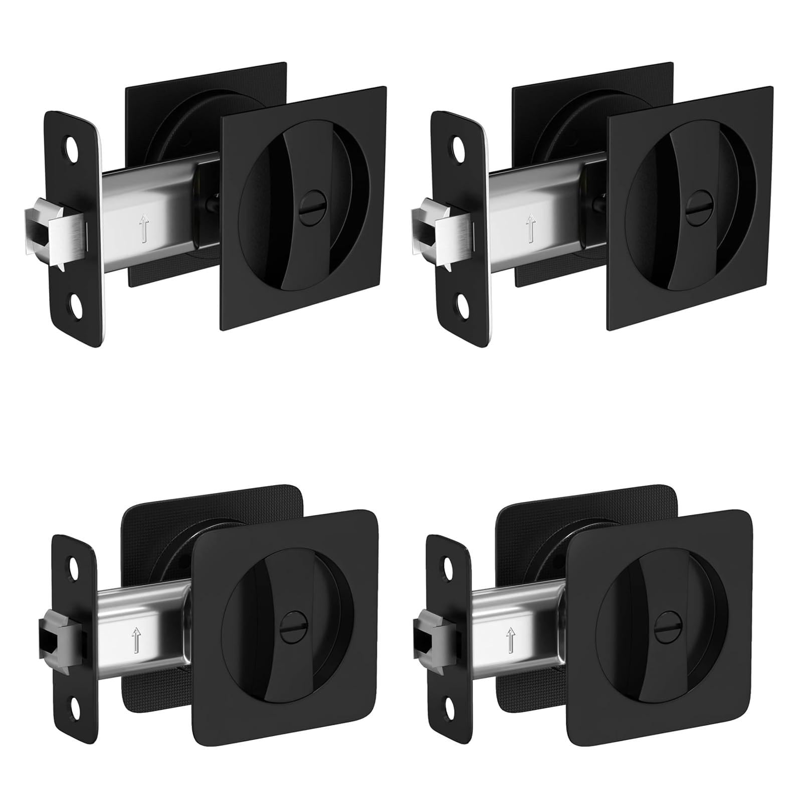 goldenwarm 4 Pack Black Pocket Door Hardware Privacy Door Lock
