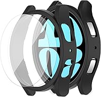 Vista 8 de Paquete de 2 fundas para Samsung Galaxy Watch 6 Classic de 1.732 pulgadas, protector de pantalla de vidrio templado impermeable, accesorios duros