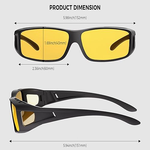 Miniatura 5 de Gafas de conducción nocturna para hombres y mujeres, ajuste sobre lentes de sol, antirreflejos, polarizadas, HD, visión nocturna