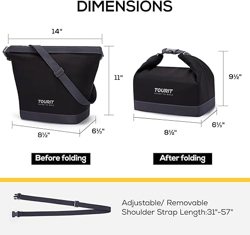 Miniatura 2 de TOURIT Bolsa de almuerzo con hebilla, duradera, plegable, plegable, bolsa de almuerzo aislada para mujeres y hombres, para el trabajo, almuerzos al