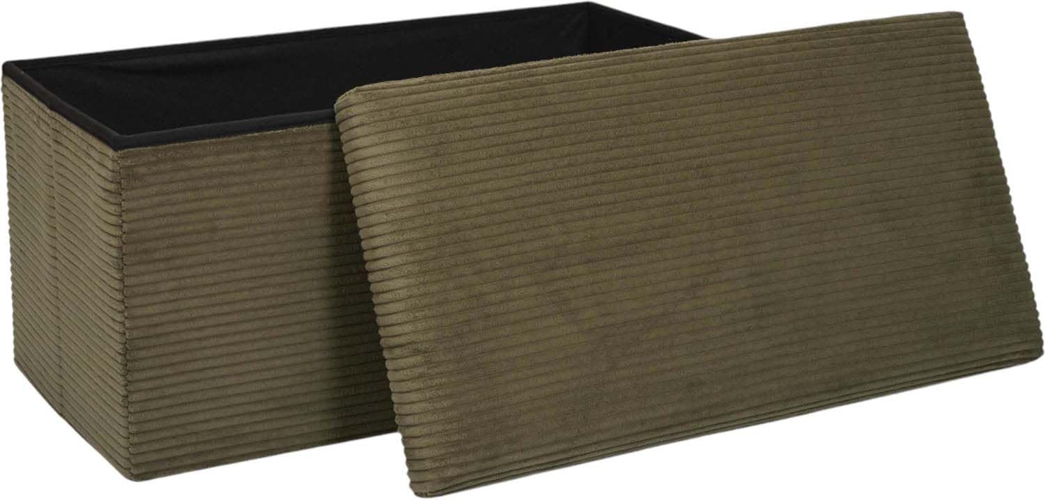 HOME DECO FACTORY Coffre Banc Pliable Côtelé Multifonction Vert