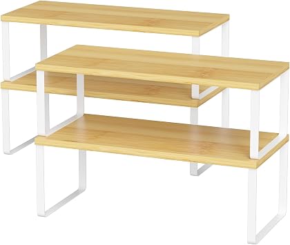 LIANTRAL Kitchen Cabinet Organiser, Counter Shelf Organizer, Set of 4