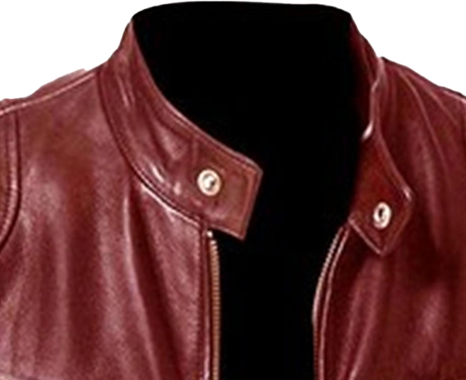 Maiyifu-GJ Leather Jackets for Men Stand Collar Slim Fit Faux Leather Motorcycle Jacket Zip-Up Biker Coat Windbreaker