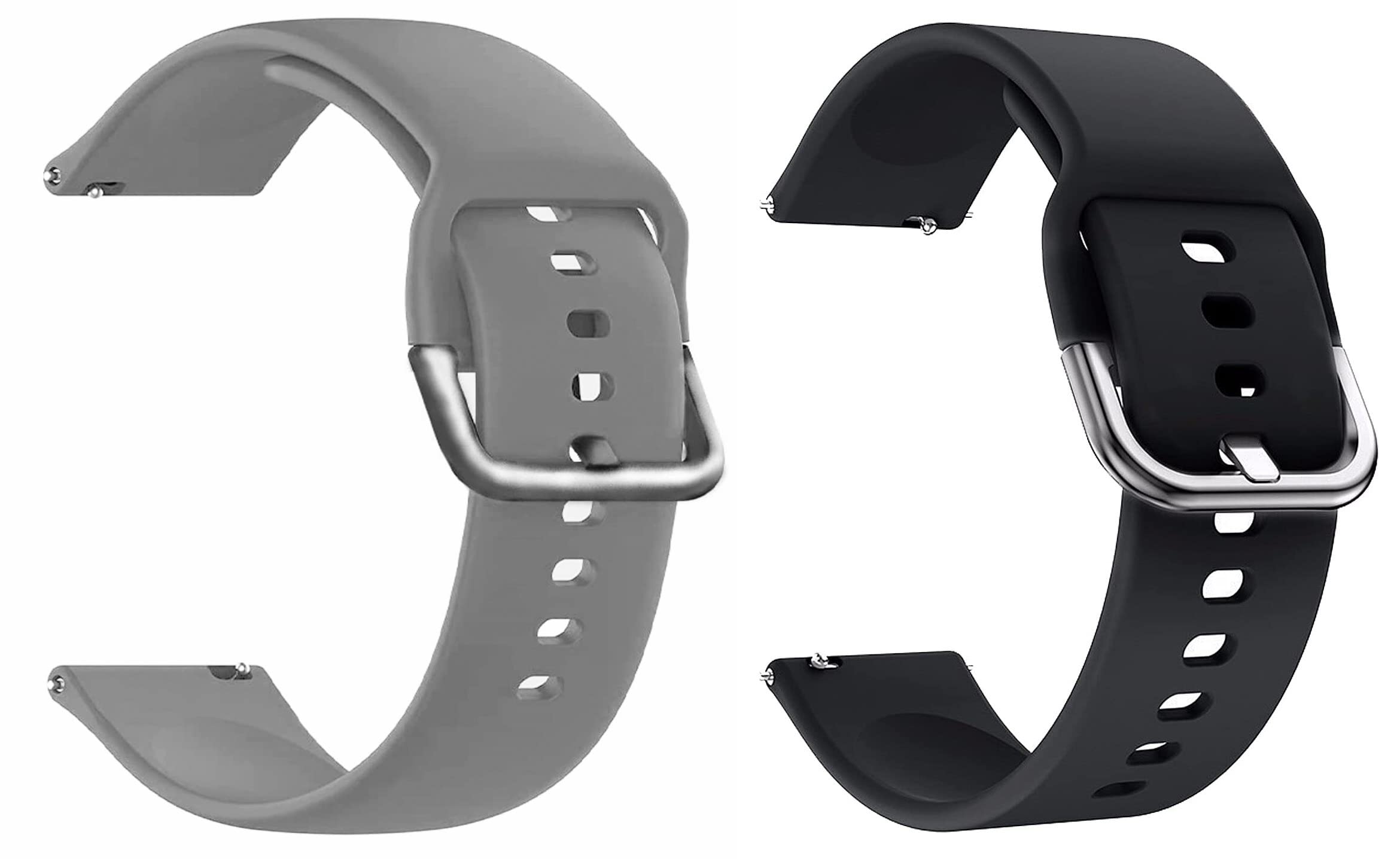 BQeT 22MM Soft Silicone Metal Buckle Strap Combo For Smart Watch(CHECK LIST) (22MM, GREY/BLACK)