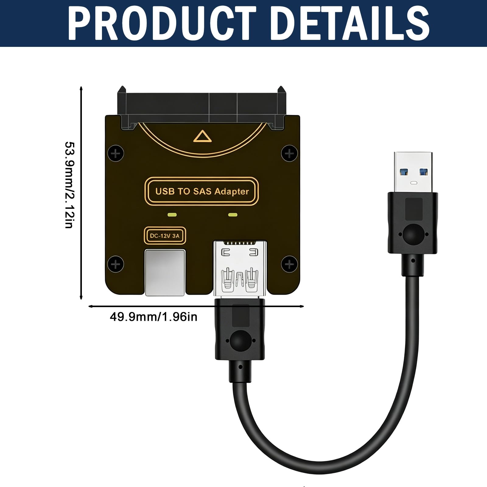 SFF-8482 Adattatore RAID per dischi rigidi SAS da 29 pin a USB3.0 5 Gbit/s, adattatore di conversione da USB 3.0 a SAS per dischi rigidi da 2,5/3,5 pollici, scheda adattatore SSD con chipset e