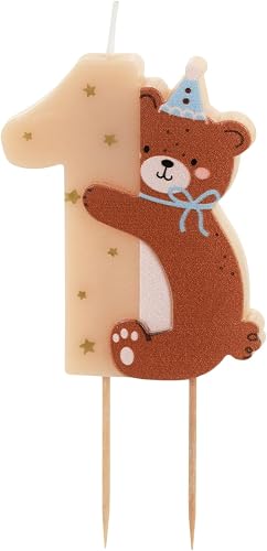 Bougeoir en forme de 1 avec ours, premier anniversaire, enfants, bougie pour gât
