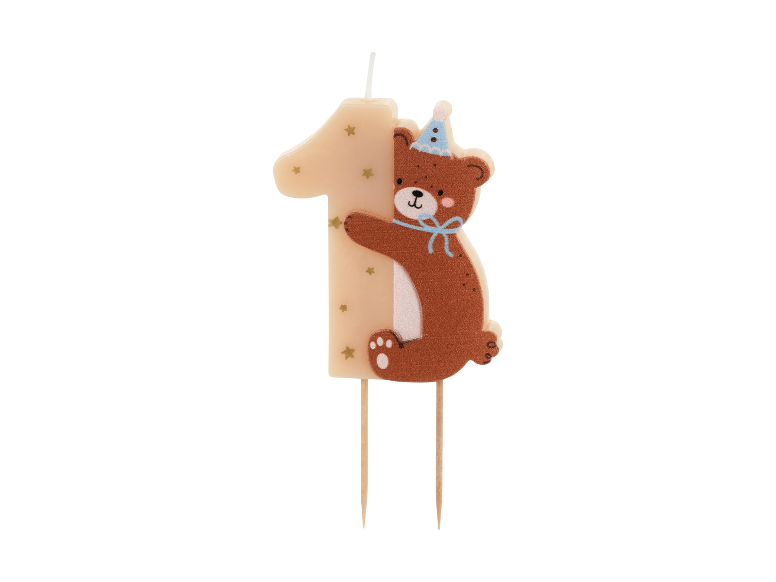 Teddy Bear Birthday Candle No. 1 – Blue & Brown | Perfect for 1st Birthday Celebrations, Baby’s First Cake Topper