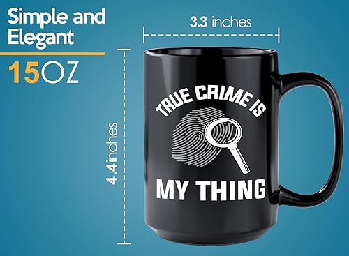 Miniatura 6 de Taza de café detective de 15 onzas, color negro - TRUE crime is - oficial de policía policía patrulla detective sheriff aplicación de la ley