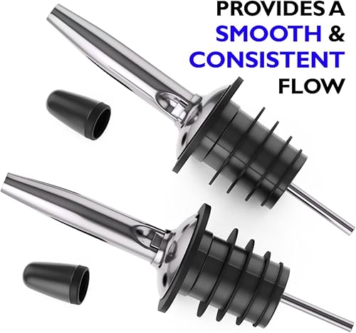 Miniatura 3 de Eatex Kit de camarero  Paquete de 12 vertedores clásicos de botellas  Juego de herramientas para barra, vertedores de licor con tapas de goma para