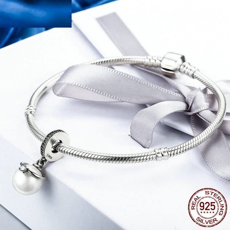 Colgante plata ley 925 con perla y corona para pulseras S925 5