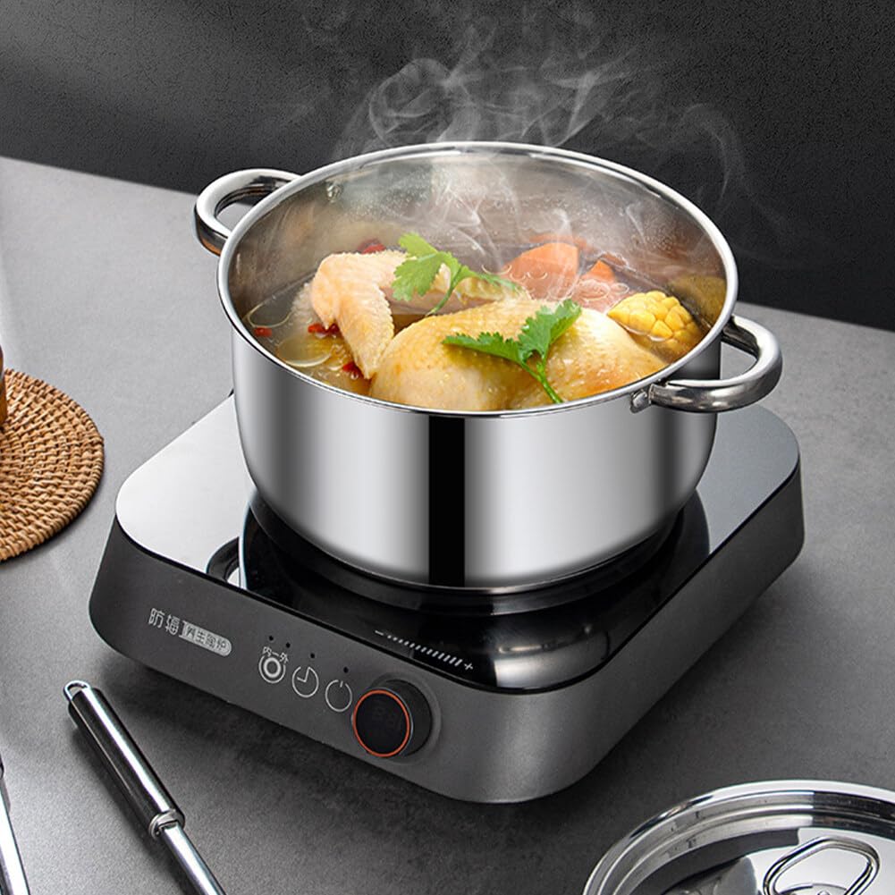 Uposao Kitchen 15-częściowy zestaw garnków i patelni ze stali nierdzewnej, do gotowania na gaz, do mycia w zmywarce, z garnkami, patelniami, przyborami kuchennymi