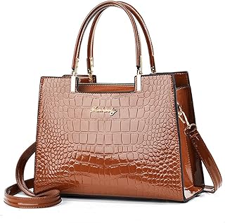 Women handbags Purse Shiny Patent Leather Crocodile Pattern Top Handle Handbag Satchel Bags Zipper Medium Tote Bag