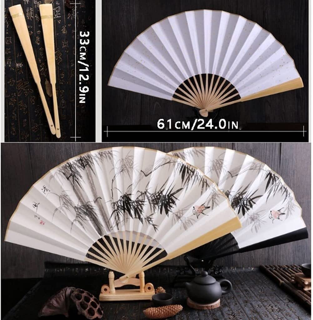 Abanico Banquete De Boda Verano Ventilador De Mano Plegable Estilo Retro Chino 2 Uds, con Funda Tela, para Fiesta Iglesia Baile Boda(E)