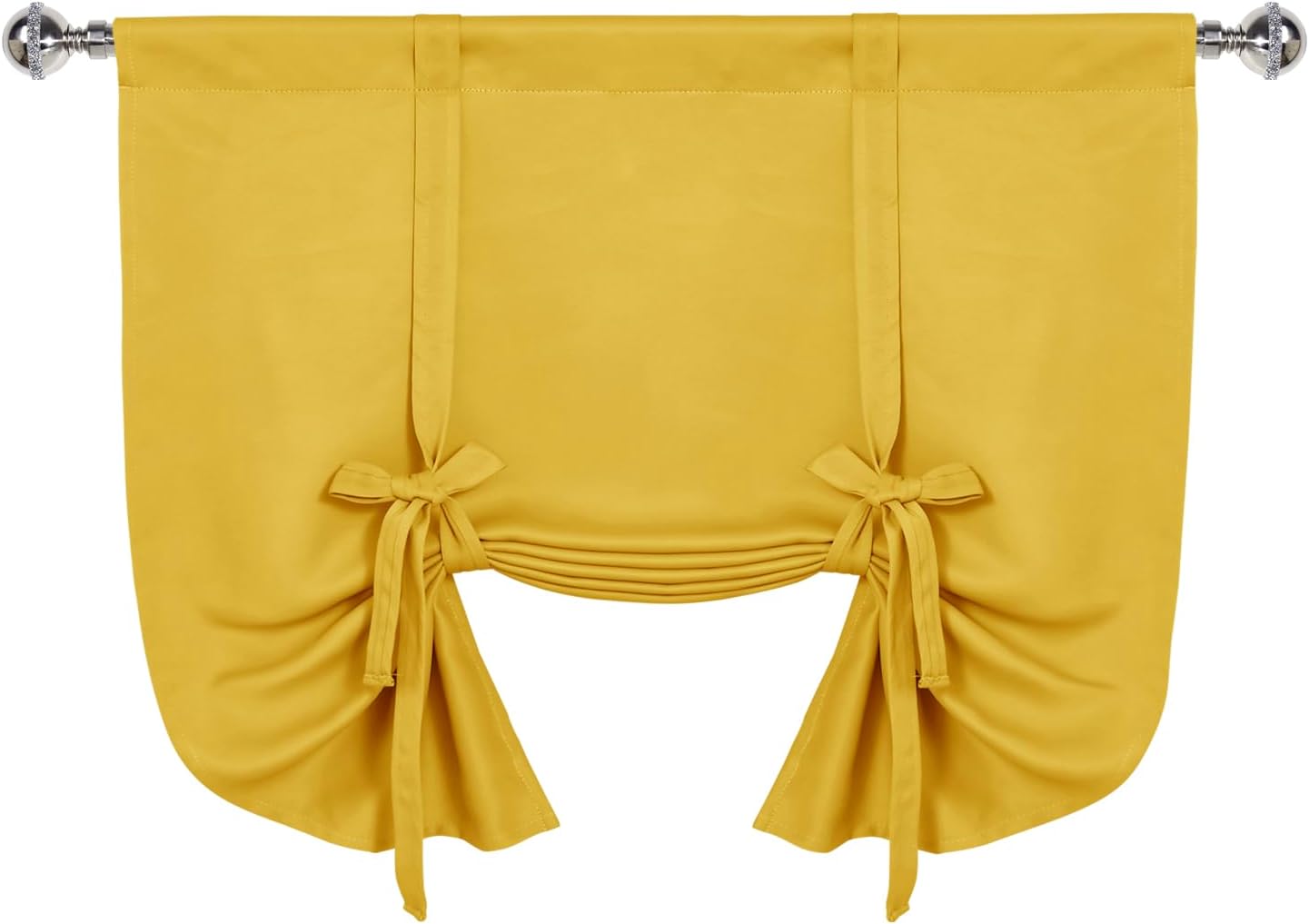 DWCN Tie Up Curtain-Thermal Insulated Room Darkening Blackout Curtains for Livingroom, Bedroom and Dining Room, Yellow, W42 X L45 Inches, 1 Rod Pocket Panel