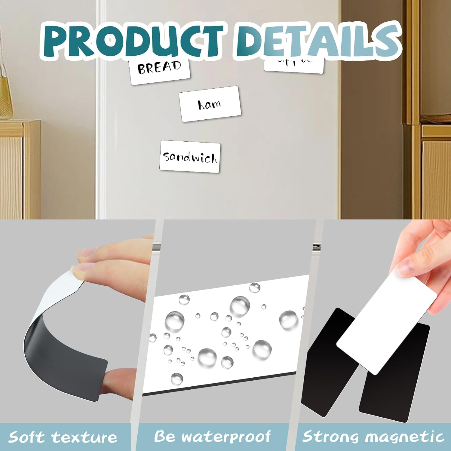 100 Pcs Blank Magnetic Labels, Reusable Dry Erase Magnetic Labels for Whiteboards(4'' x 2'')