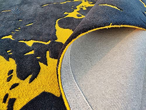 Image of Cracks Carpet for Living Room Size 10x14 Feet (300x420 cm) Color Charcoal & Gold