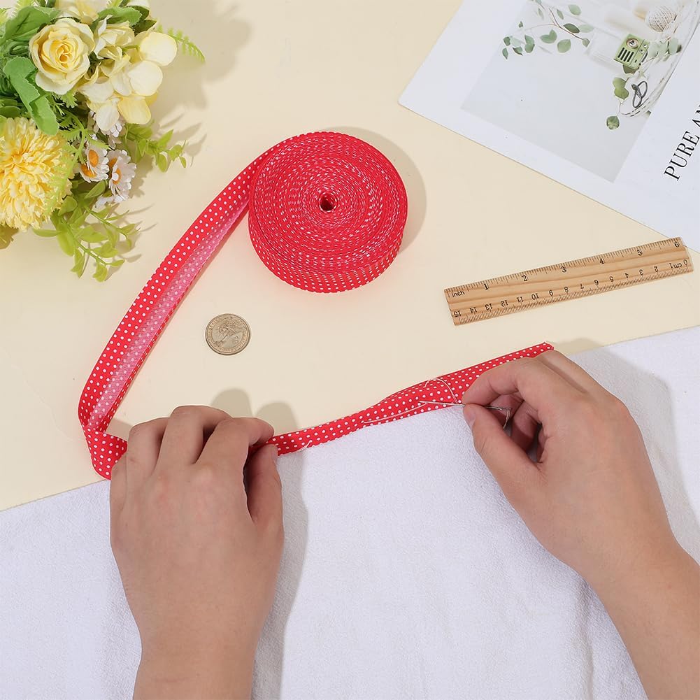 PH PandaHall 24 Yards Double Fold Binding Ribbon 1inch Wide Polka Dot Bias Tape Red Bias Tape with White Dot Ribbon Sewing Strap for Crafts Sewing Hair Bows DIY Garment Accessories image 3