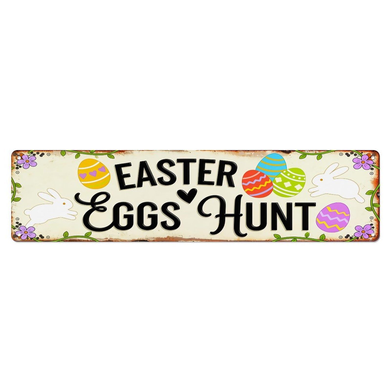 Easter Eggs Hunt Pattern Metal Tin Sign Plaque