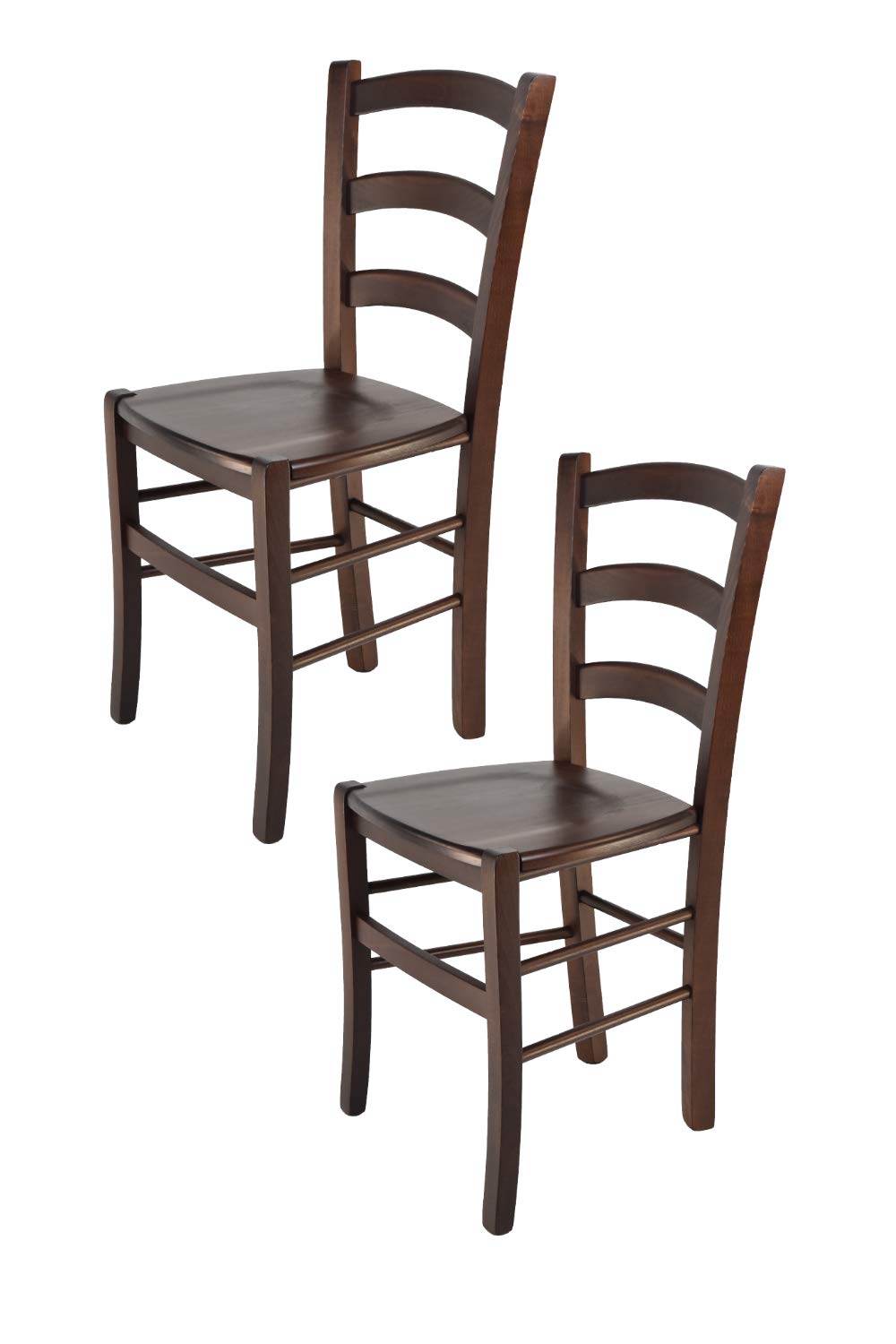 t m c s Tommychairs - Set of 2 chairs Venice suitable for Kitchen and Living Room, structure in beech wood, colour dark nut and wooden seat